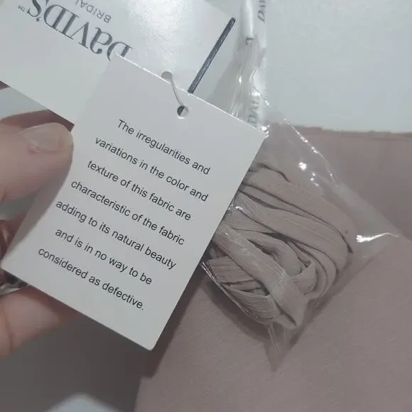 David's Bridal Strapless Crinkle Chiffon Dress Shade Biscot Women's Size 12 - Picture 9 of 9